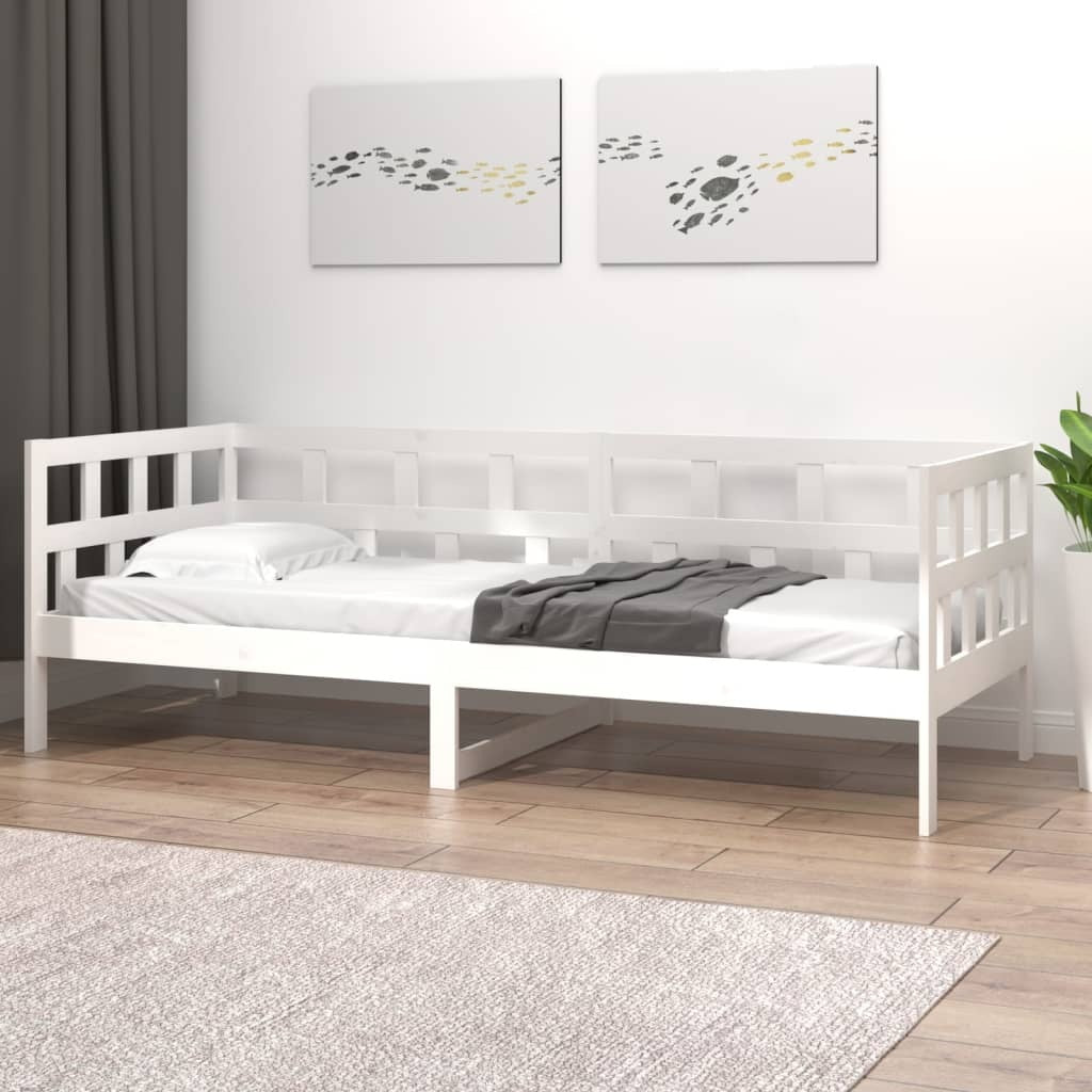 Day Bed White Solid Wood Pine 80x200 cm
