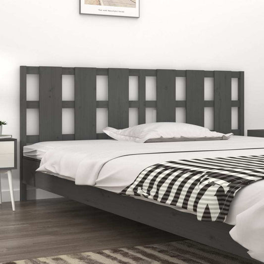 Bed Headboard Grey 205.5x4x100 cm Solid Wood Pine