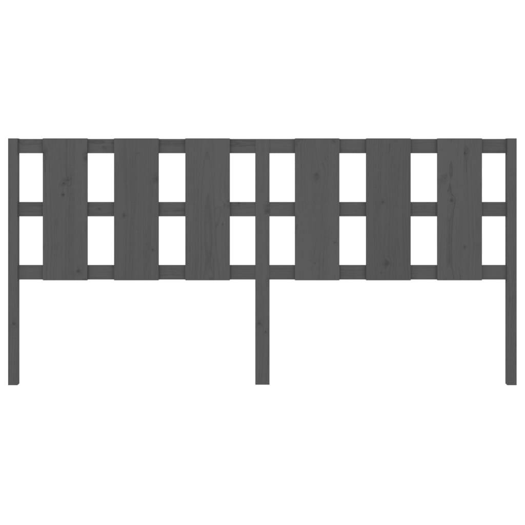 Bed Headboard Grey 205.5x4x100 cm Solid Wood Pine