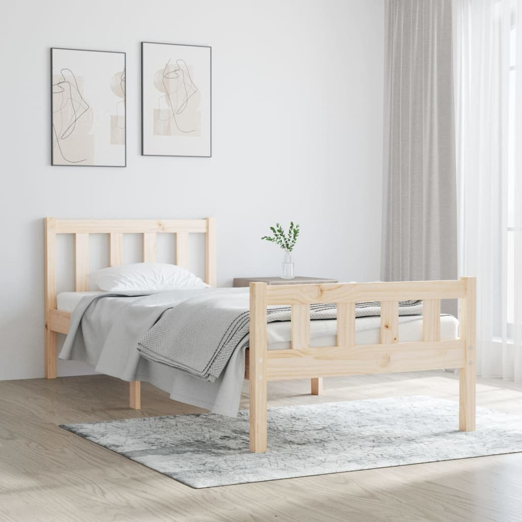 Bed Frame Solid Wood 90x190 cm Single