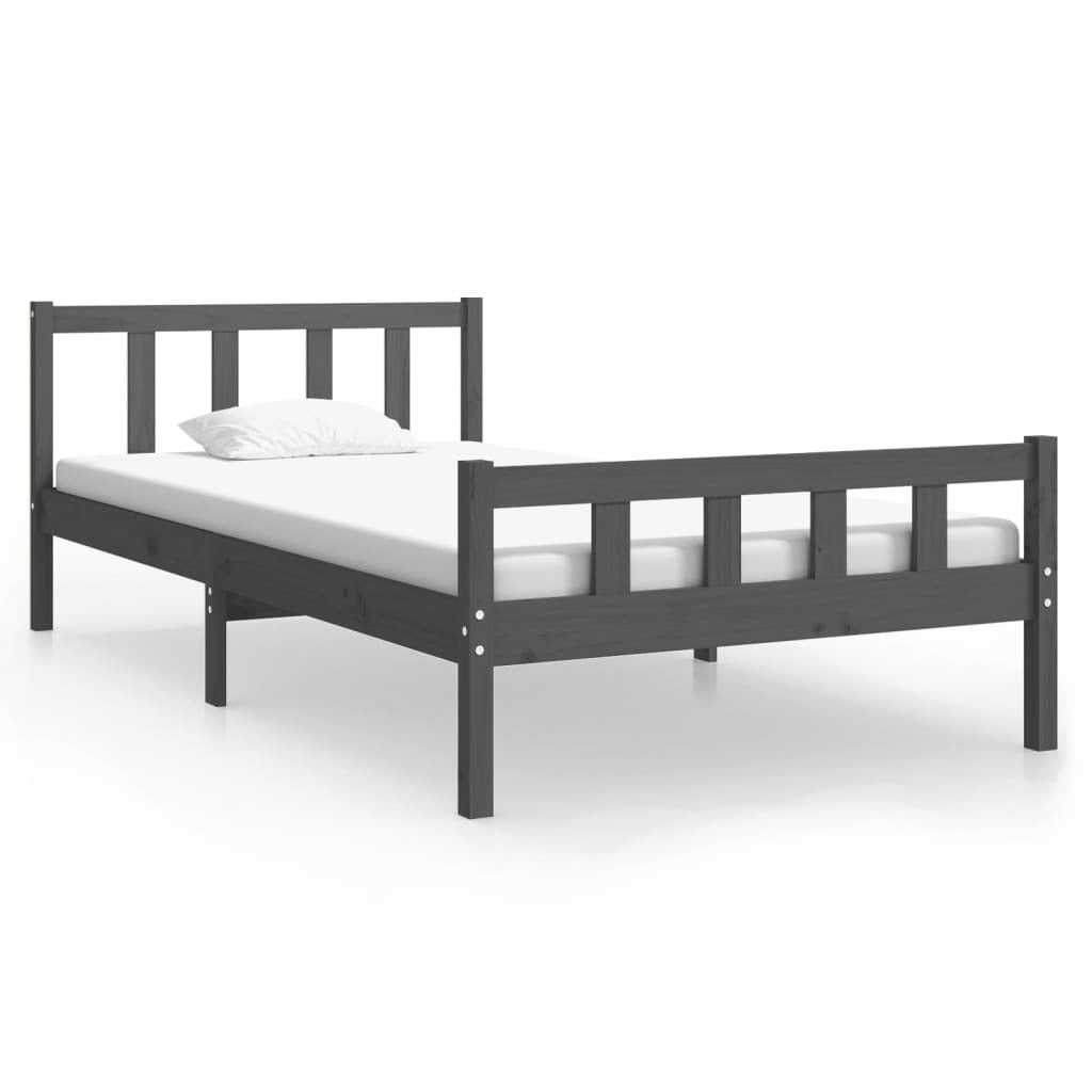 Bed Frame Grey Solid Wood 100x200 cm