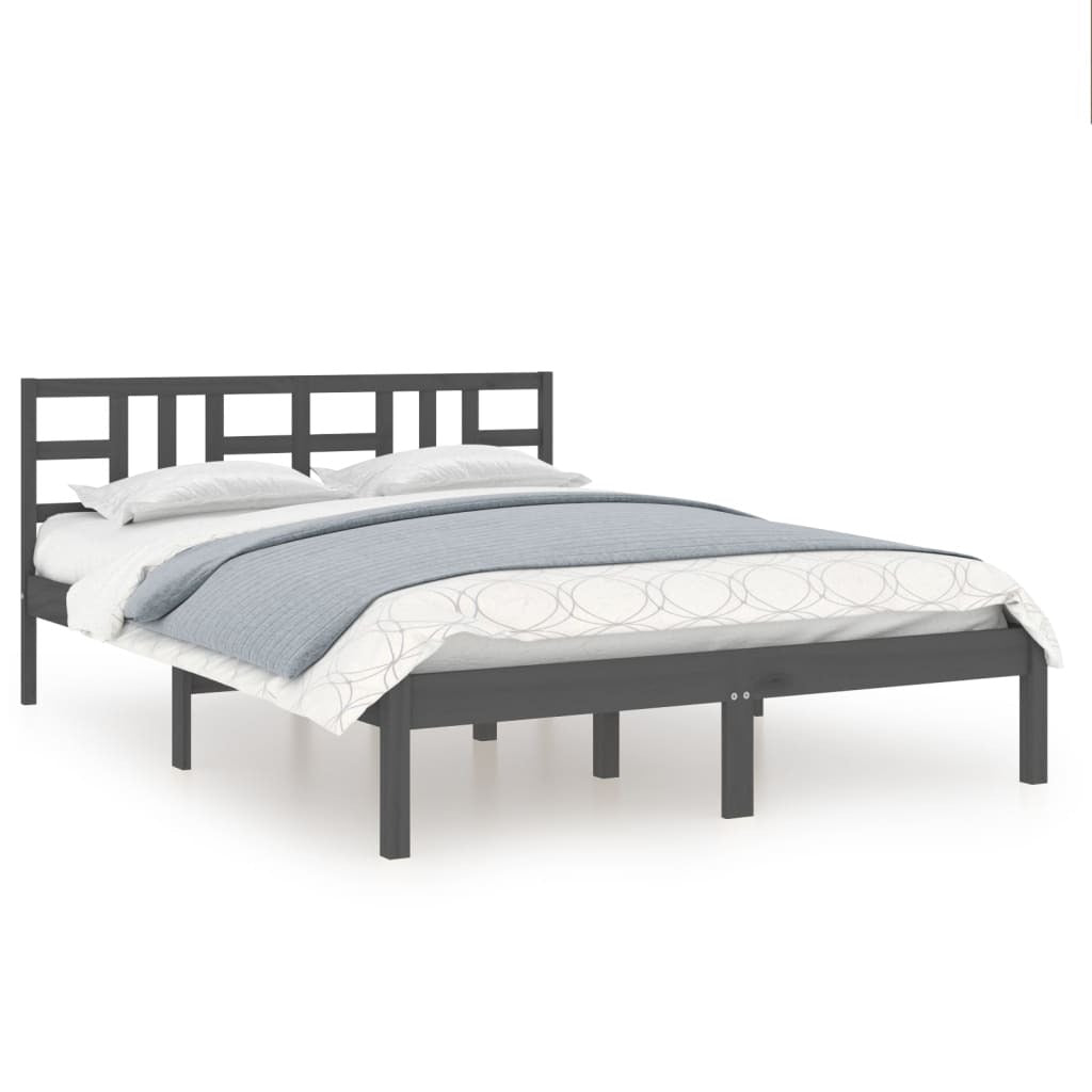 Bed Frame Grey Solid Wood 200x200 cm