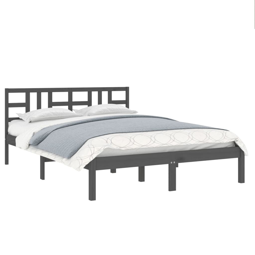 Bed Frame Grey Solid Wood 200x200 cm