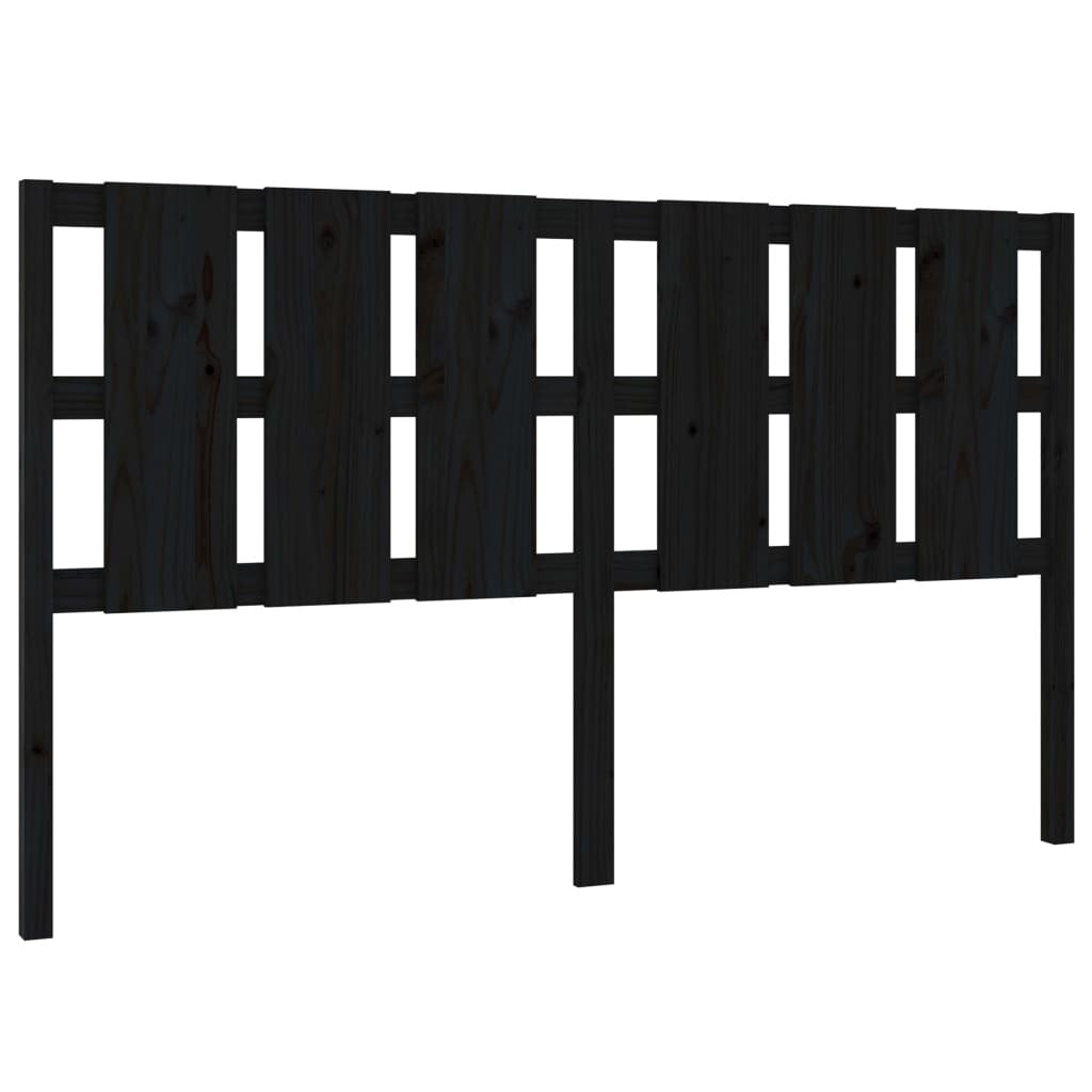 Bed Headboard Black 185.5x4x100 cm Solid Wood Pine