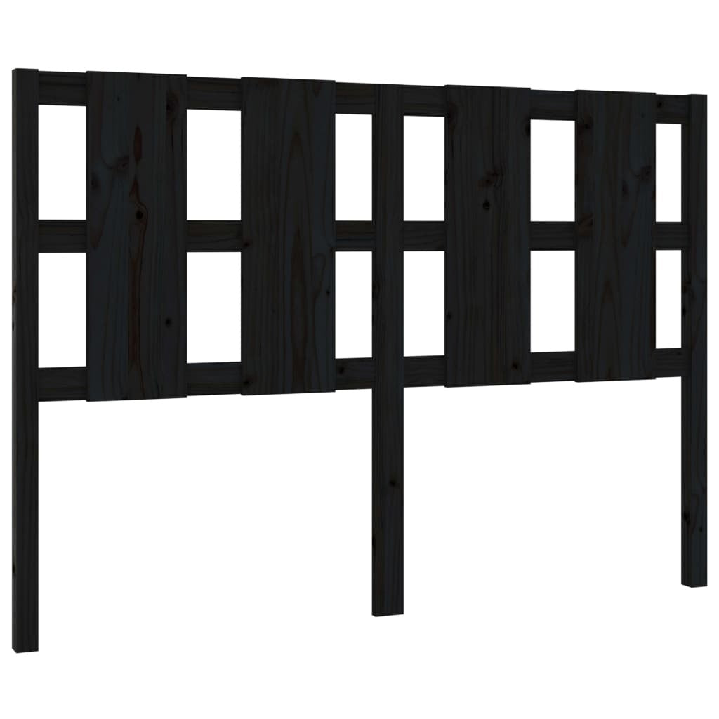 Bed Headboard Black 145.5x4x100 cm Solid Wood Pine