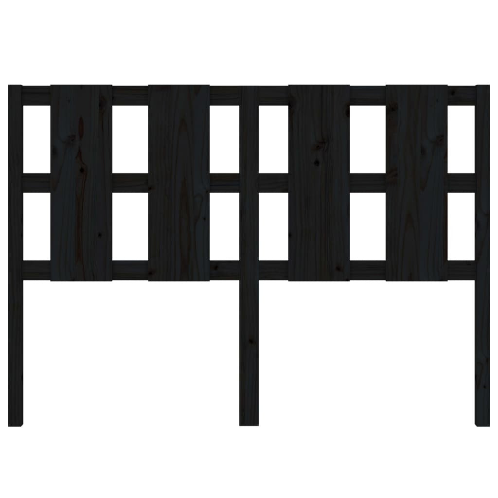 Bed Headboard Black 145.5x4x100 cm Solid Wood Pine