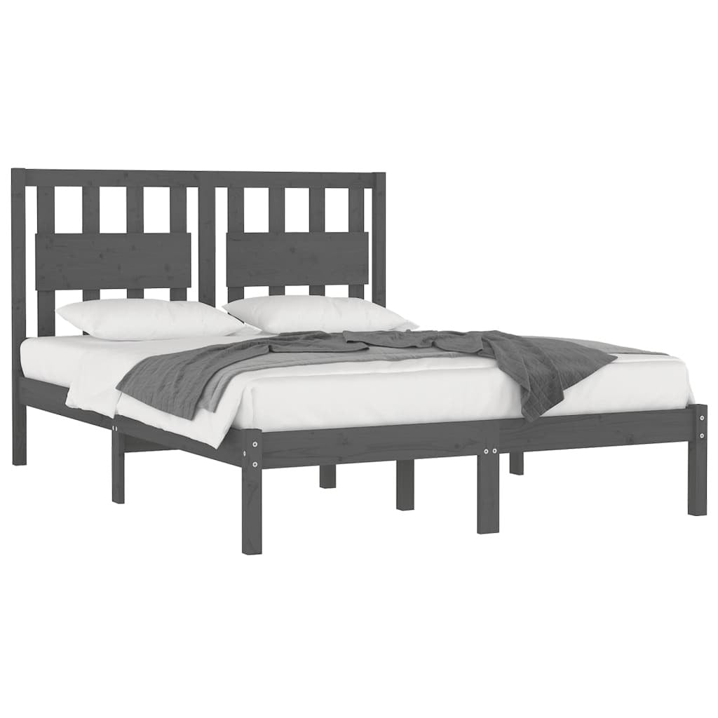 Bed Frame Grey Solid Wood Pine 200x200 cm