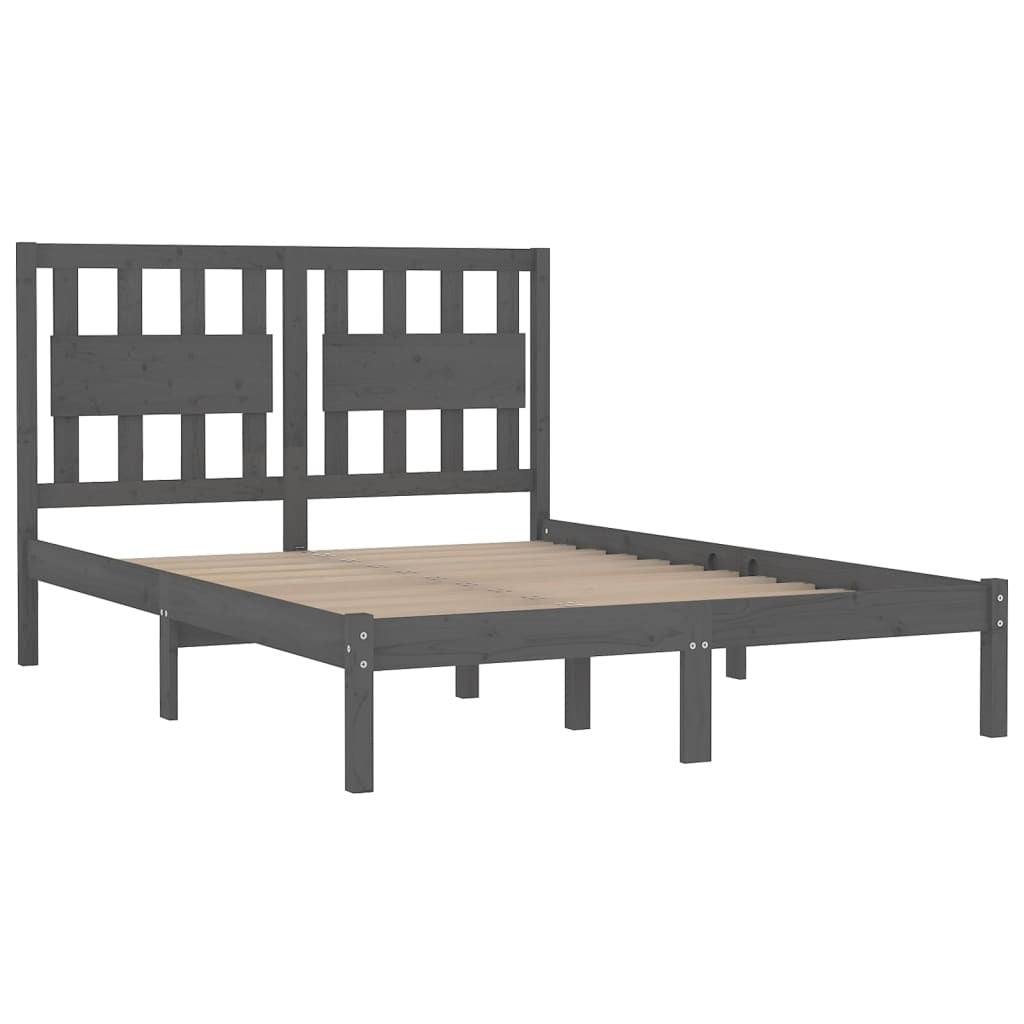 Bed Frame Grey Solid Wood Pine 200x200 cm