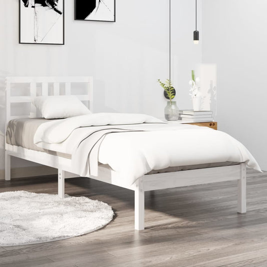 Bed Frame White Solid Wood 100x200 cm