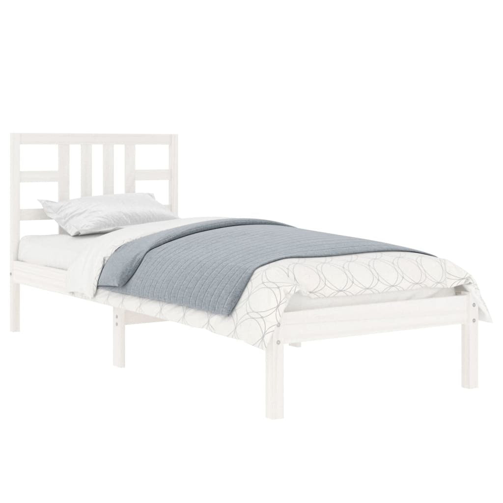 Bed Frame White Solid Wood 100x200 cm