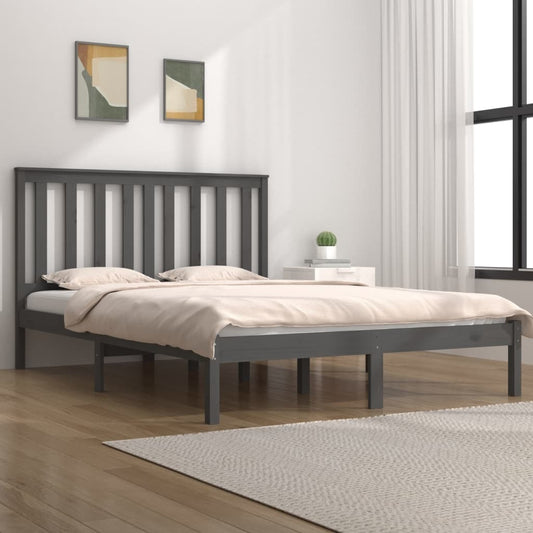 Bed Frame Grey Solid Wood Pine 200x200 cm