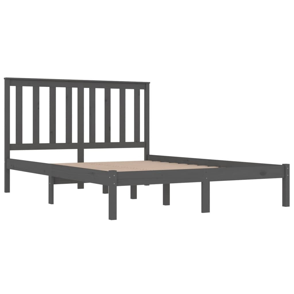 Bed Frame Grey Solid Wood Pine 200x200 cm