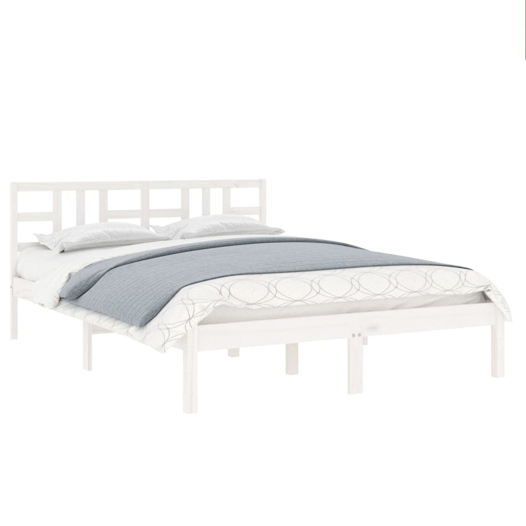 Bed Frame White Solid Wood 120x200 cm