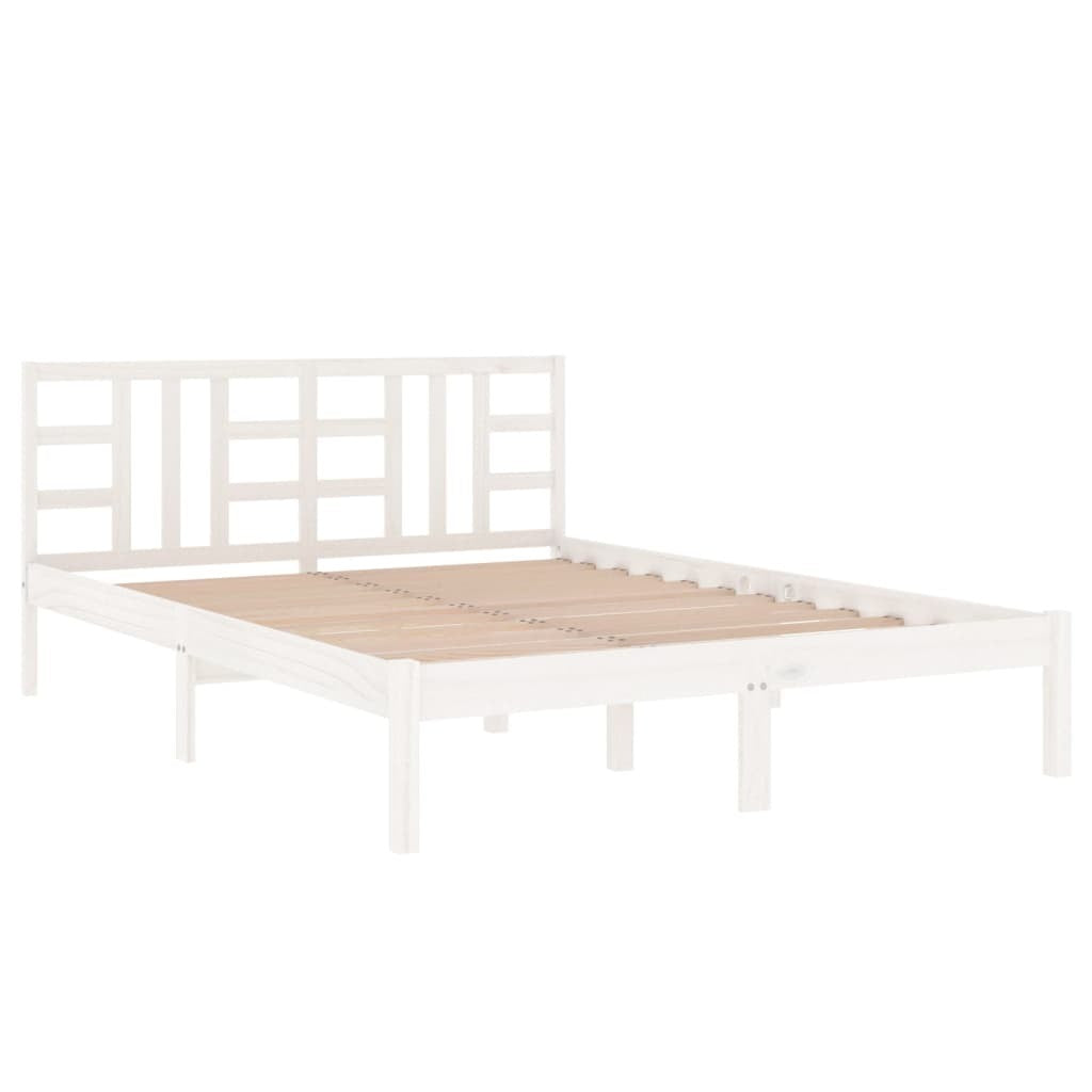 Bed Frame White Solid Wood 120x200 cm
