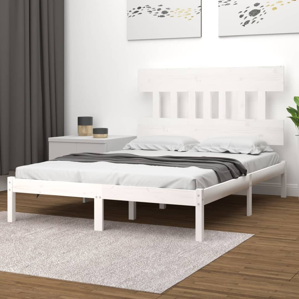Bed Frame White Solid Wood 140x200 cm