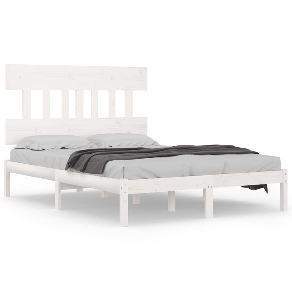 Bed Frame White Solid Wood 140x200 cm