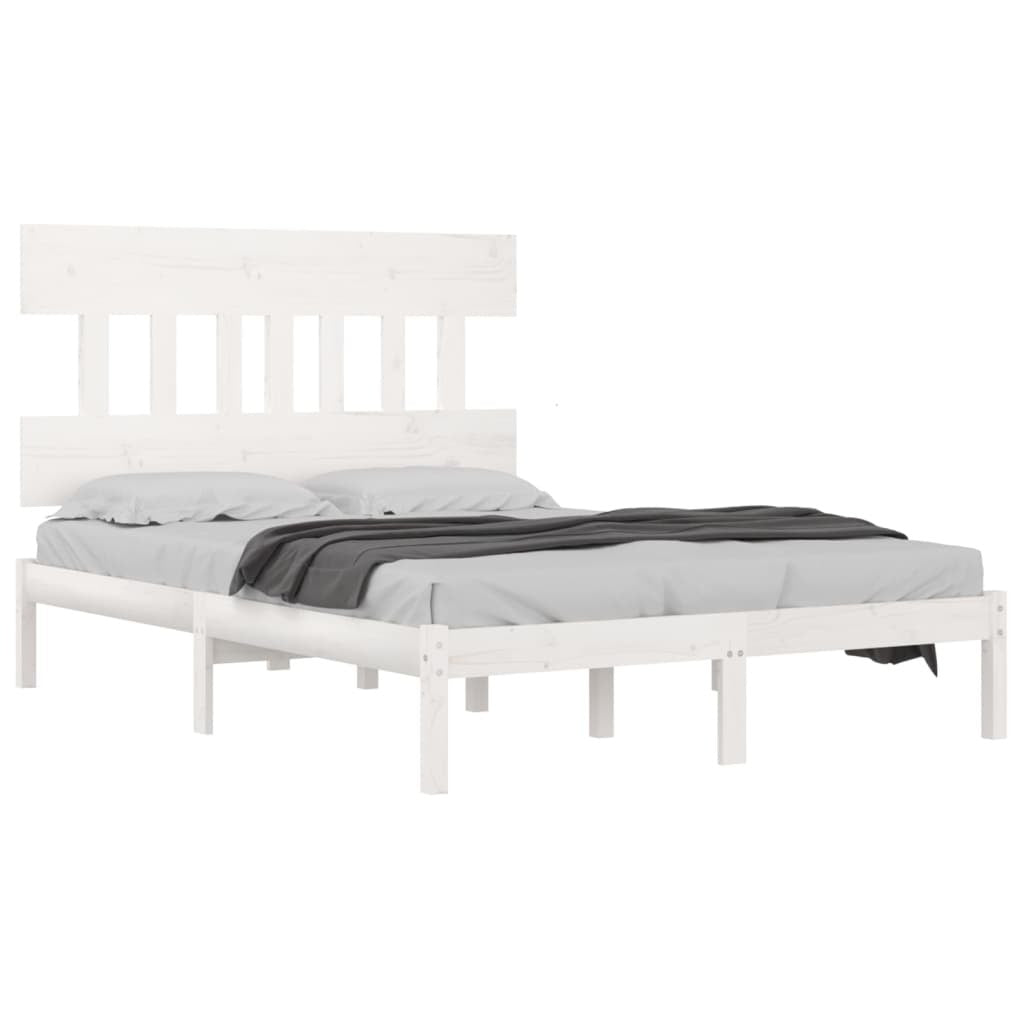 Bed Frame White Solid Wood 140x200 cm