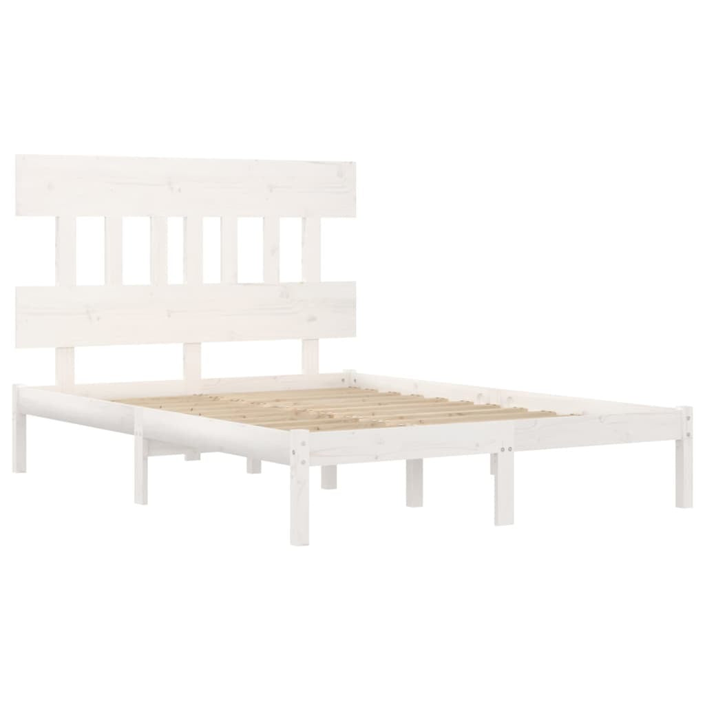 Bed Frame White Solid Wood 140x200 cm