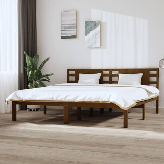 Bed Frame Honey Brown Solid Wood Pine 200x200 cm