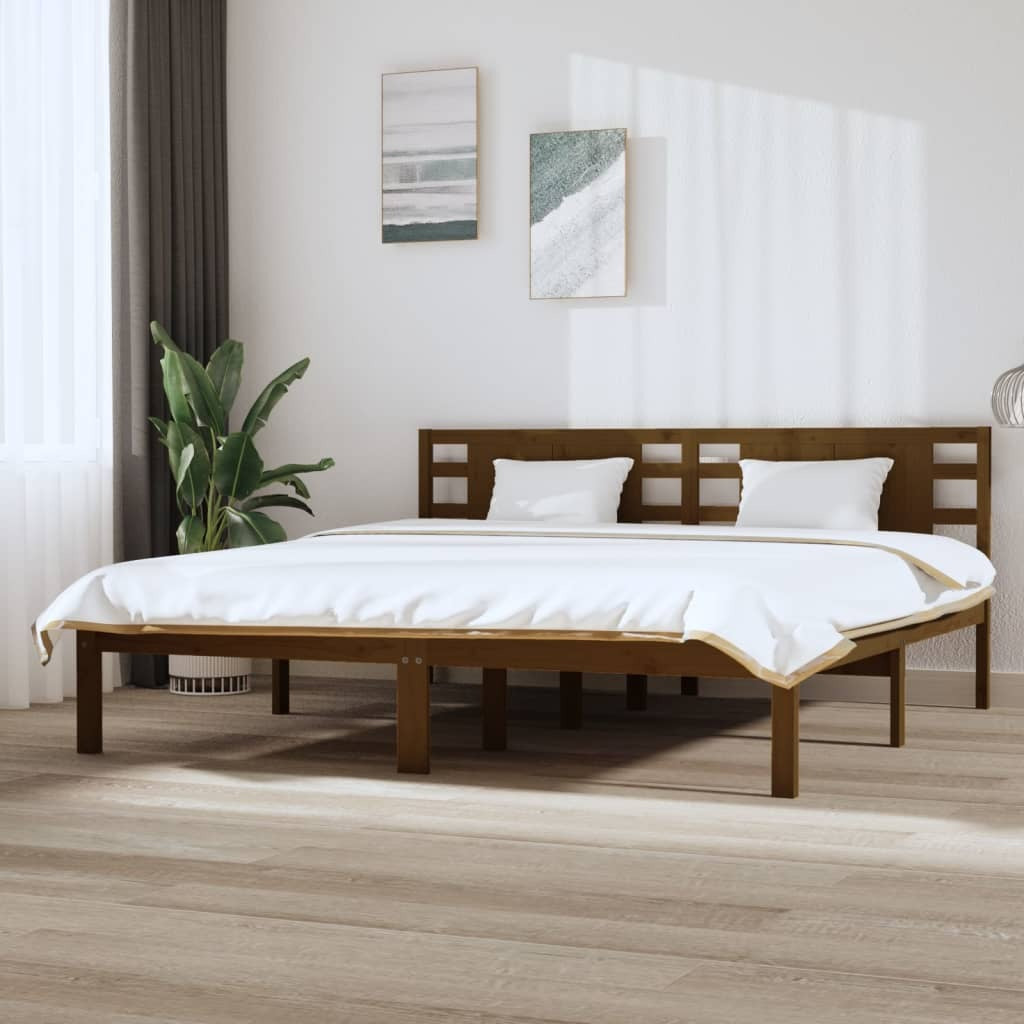 Bed Frame Honey Brown Solid Wood Pine 200x200 cm