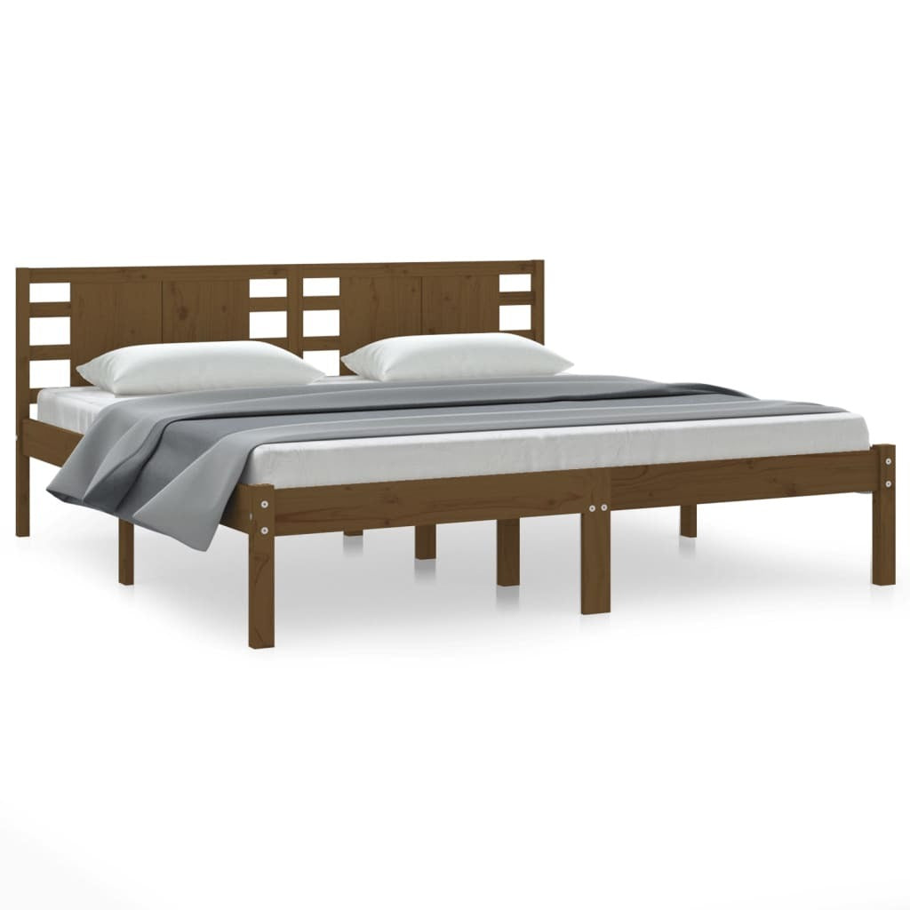 Bed Frame Honey Brown Solid Wood Pine 200x200 cm
