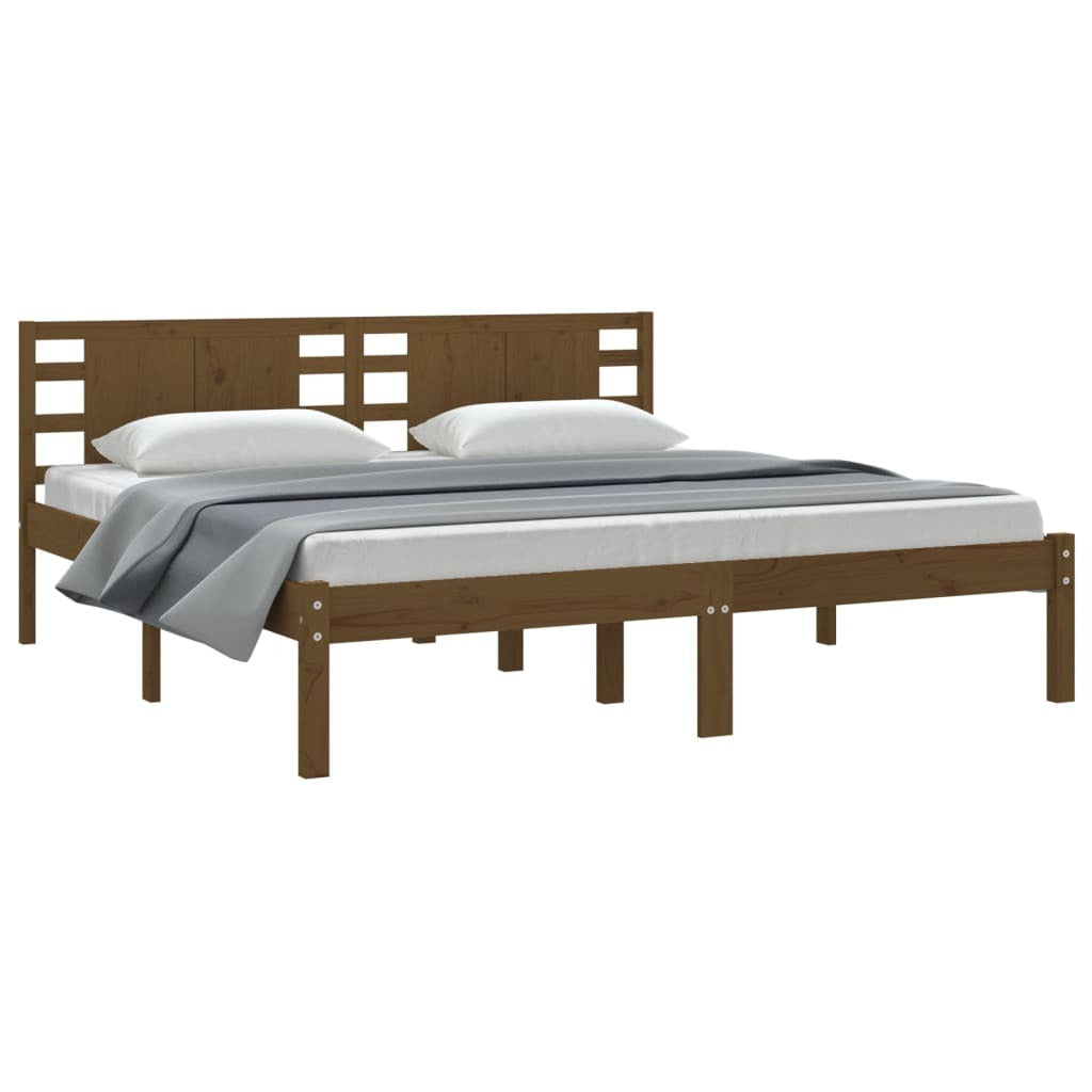 Bed Frame Honey Brown Solid Wood Pine 200x200 cm