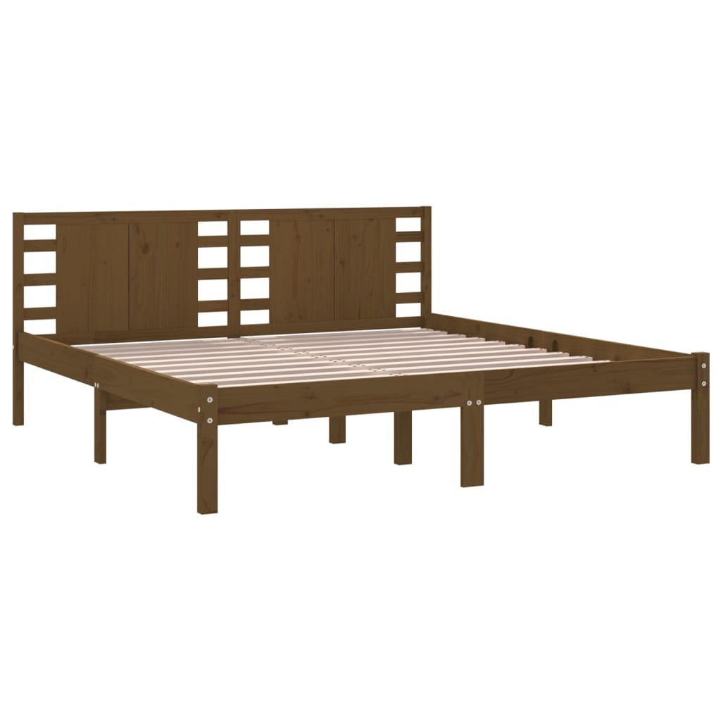 Bed Frame Honey Brown Solid Wood Pine 200x200 cm