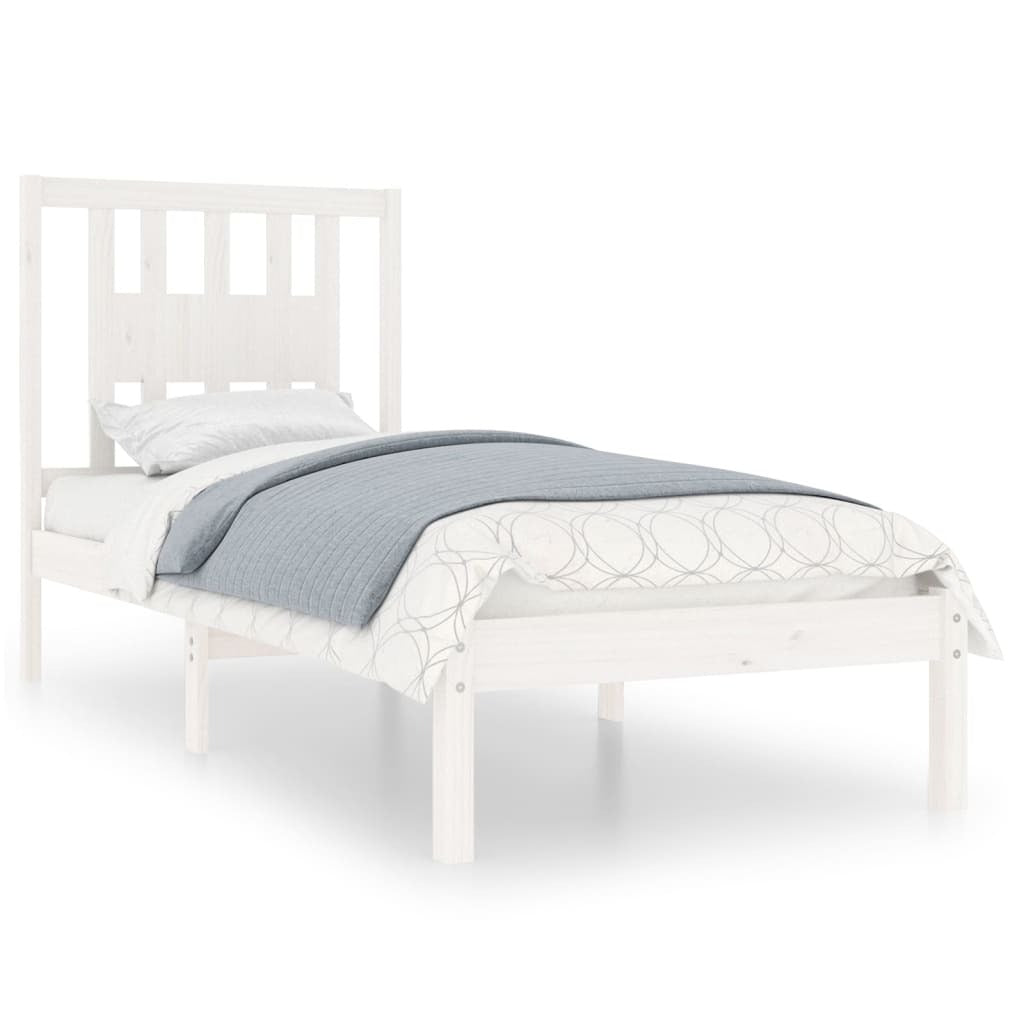 Bed Frame White Solid Wood Pine 90x200 cm
