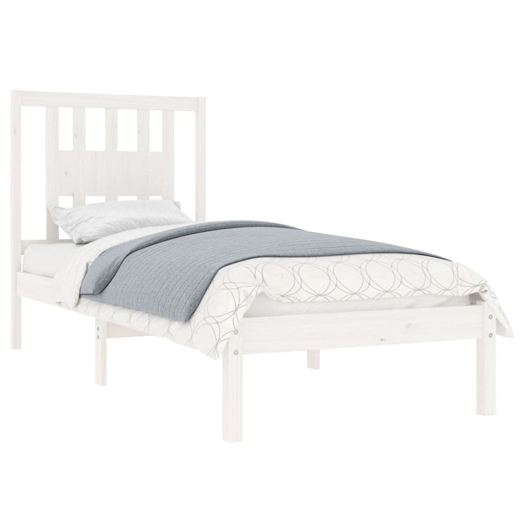 Bed Frame White Solid Wood Pine 90x200 cm