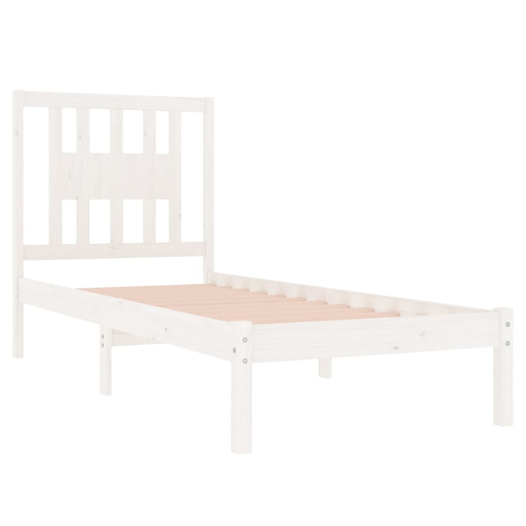 Bed Frame White Solid Wood Pine 90x200 cm