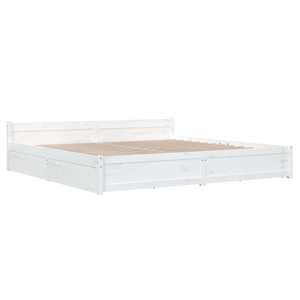 Bed Frame with Drawers White 200x200 cm