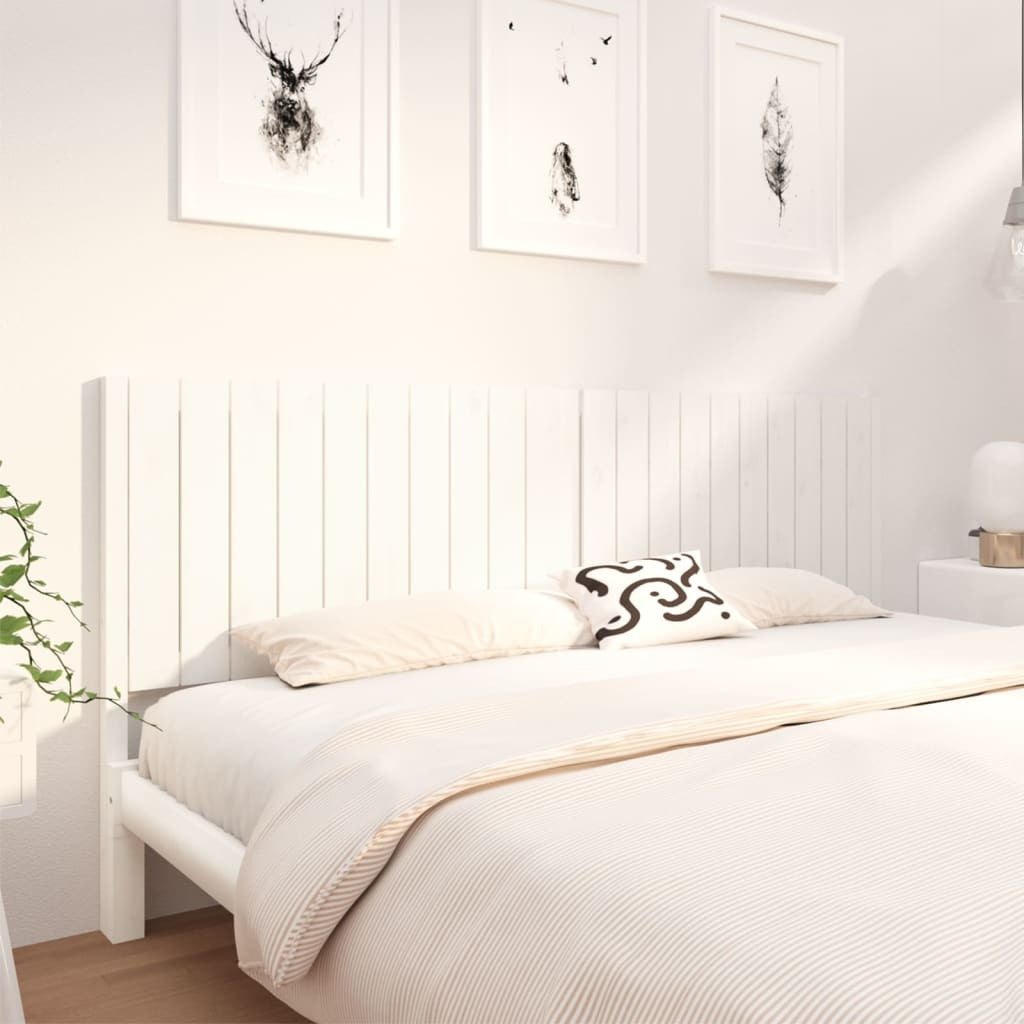 Bed Headboard White 205.5x4x100 cm Solid Wood Pine