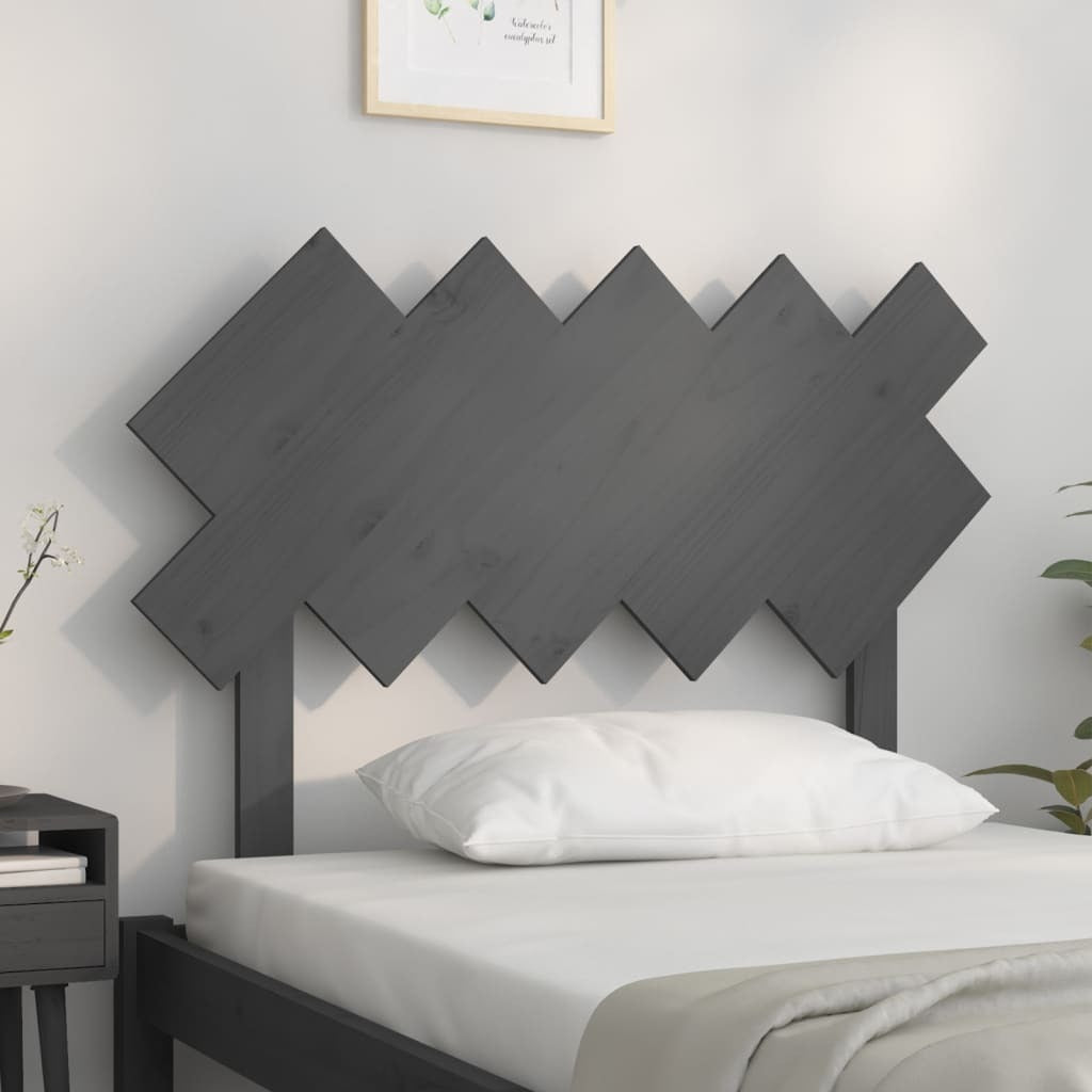 Bed Headboard Grey 104x3x80.5 cm Solid Wood Pine