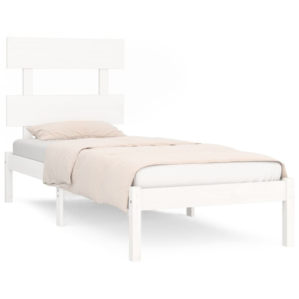 Bed Frame White Solid Wood 100x200 cm