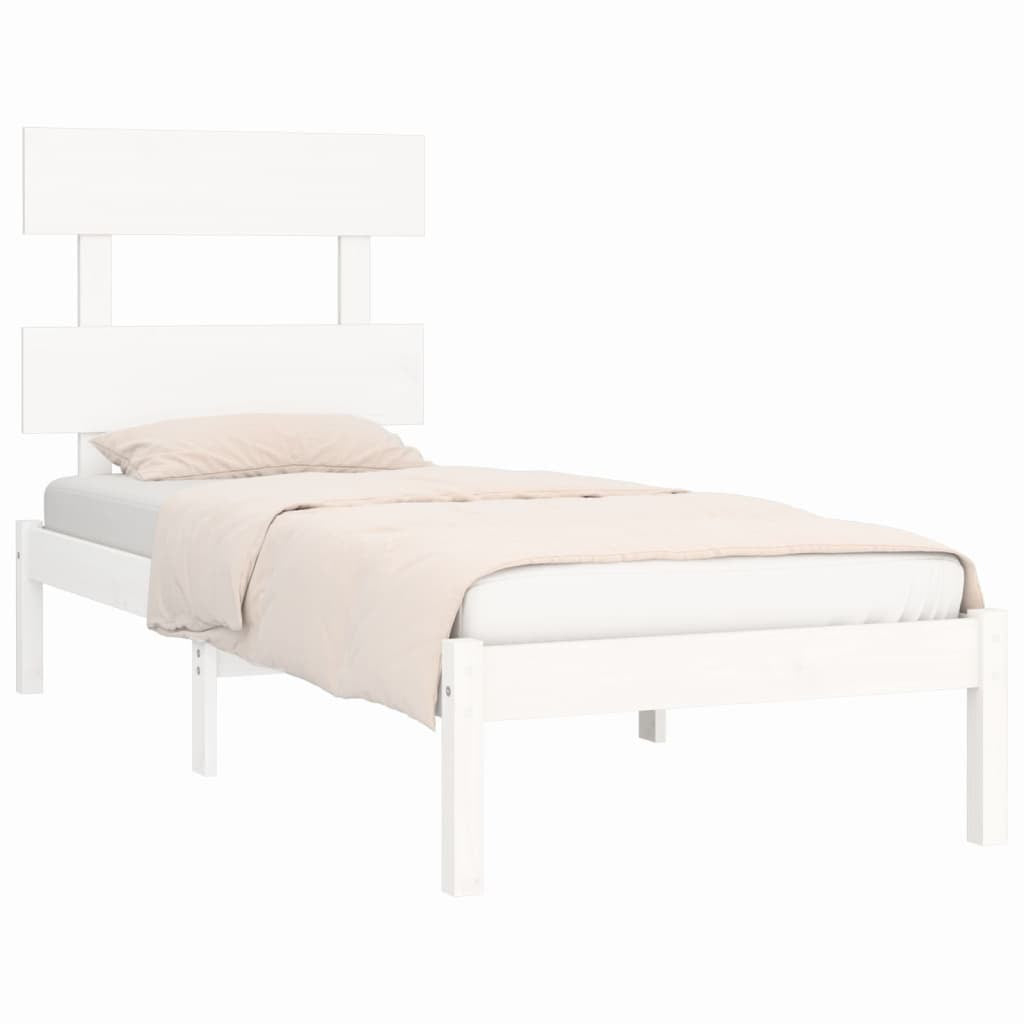 Bed Frame White Solid Wood 100x200 cm