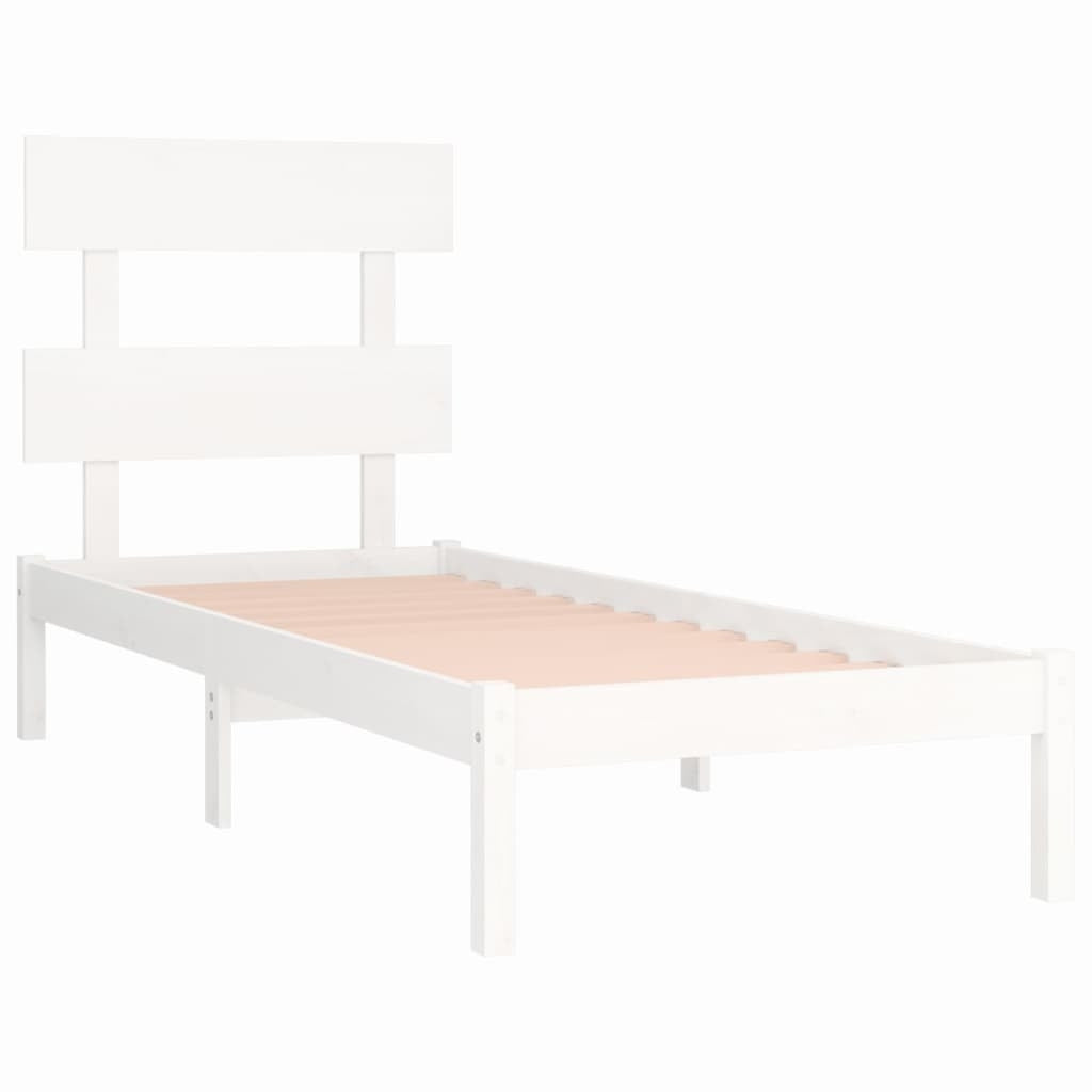 Bed Frame White Solid Wood 100x200 cm
