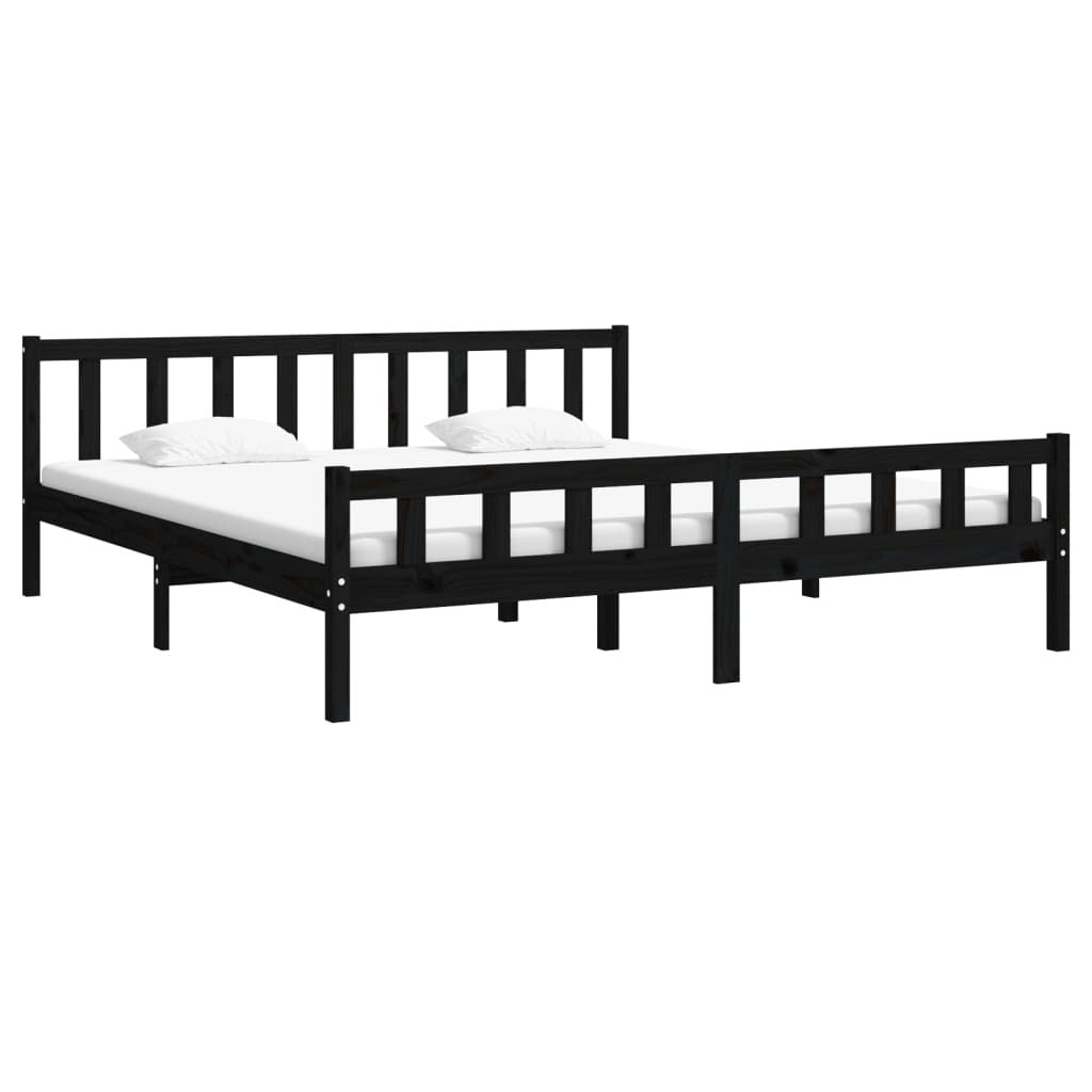 Bed Frame Black Solid Wood 200x200 cm