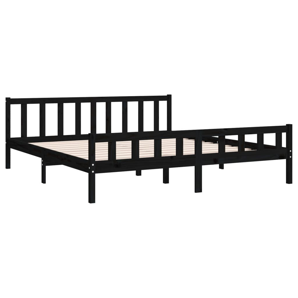 Bed Frame Black Solid Wood 200x200 cm