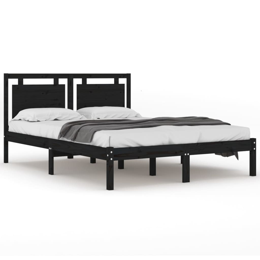 Bed Frame Black Solid Wood 200x200 cm