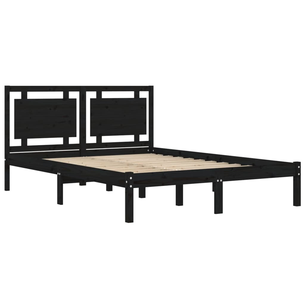 Bed Frame Black Solid Wood 200x200 cm