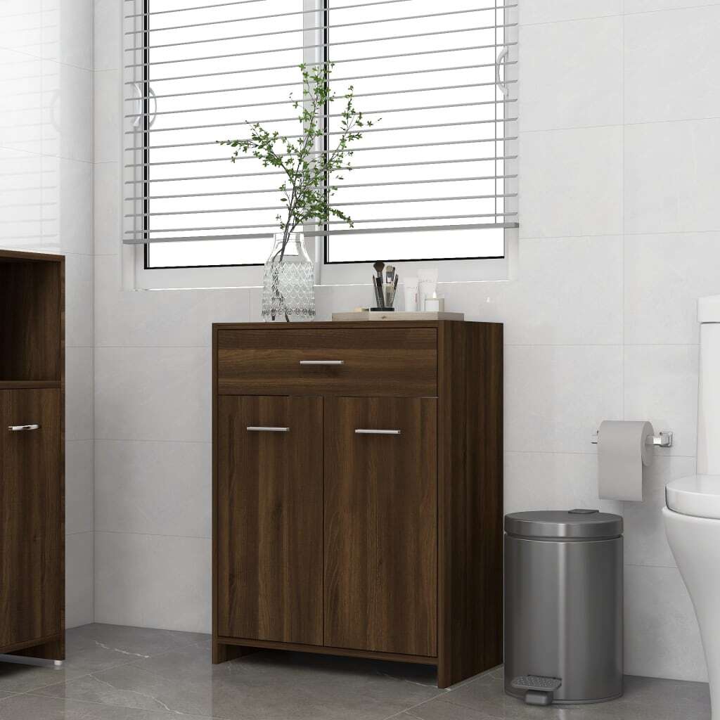Bathroom Cabinet Brown Oak 60x33x80 cm Engineered Wood