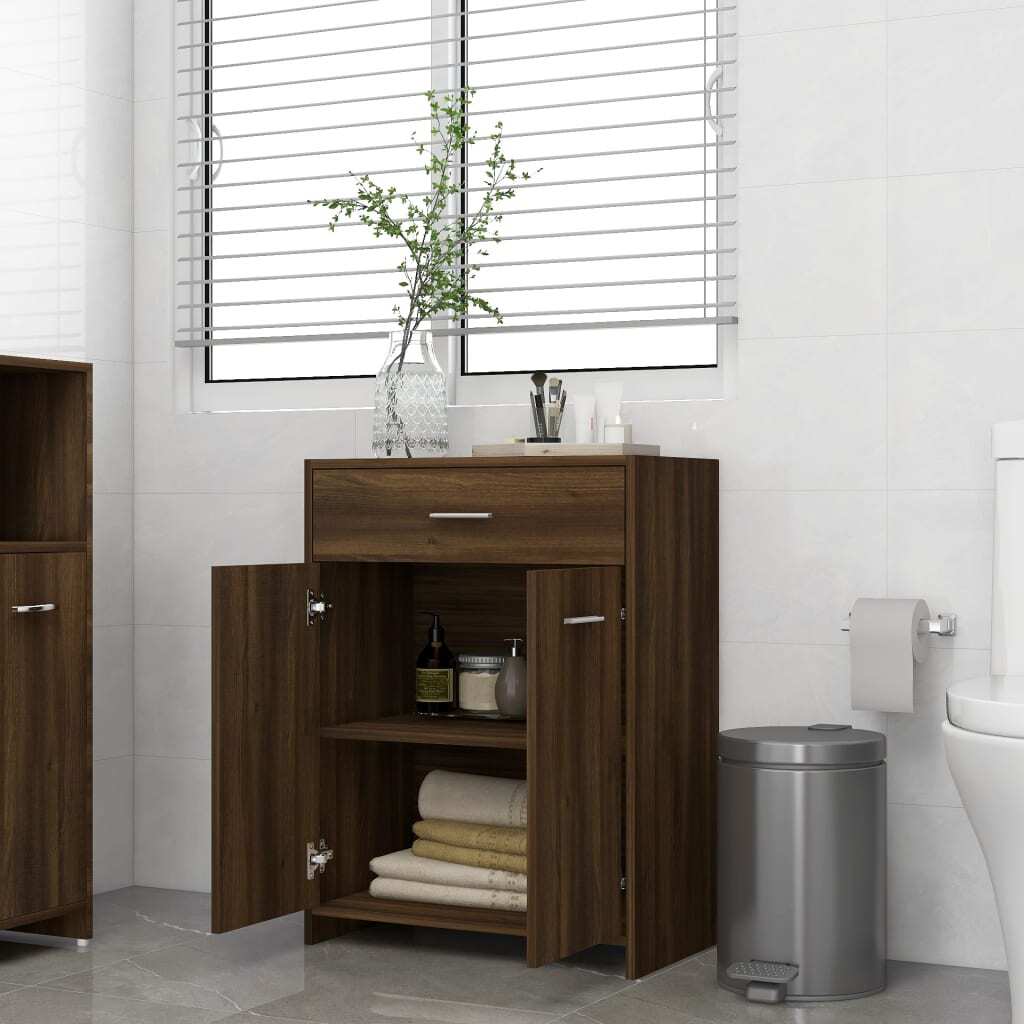 Bathroom Cabinet Brown Oak 60x33x80 cm Engineered Wood