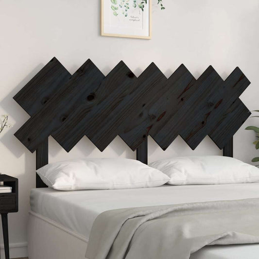 Bed Headboard Black 141x3x80.5 cm Solid Wood Pine