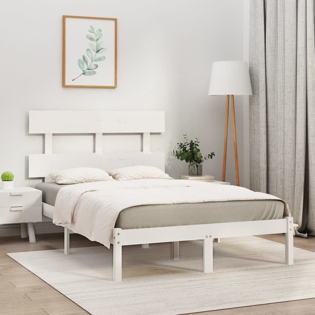 Bed Frame White Solid Wood 120x200 cm