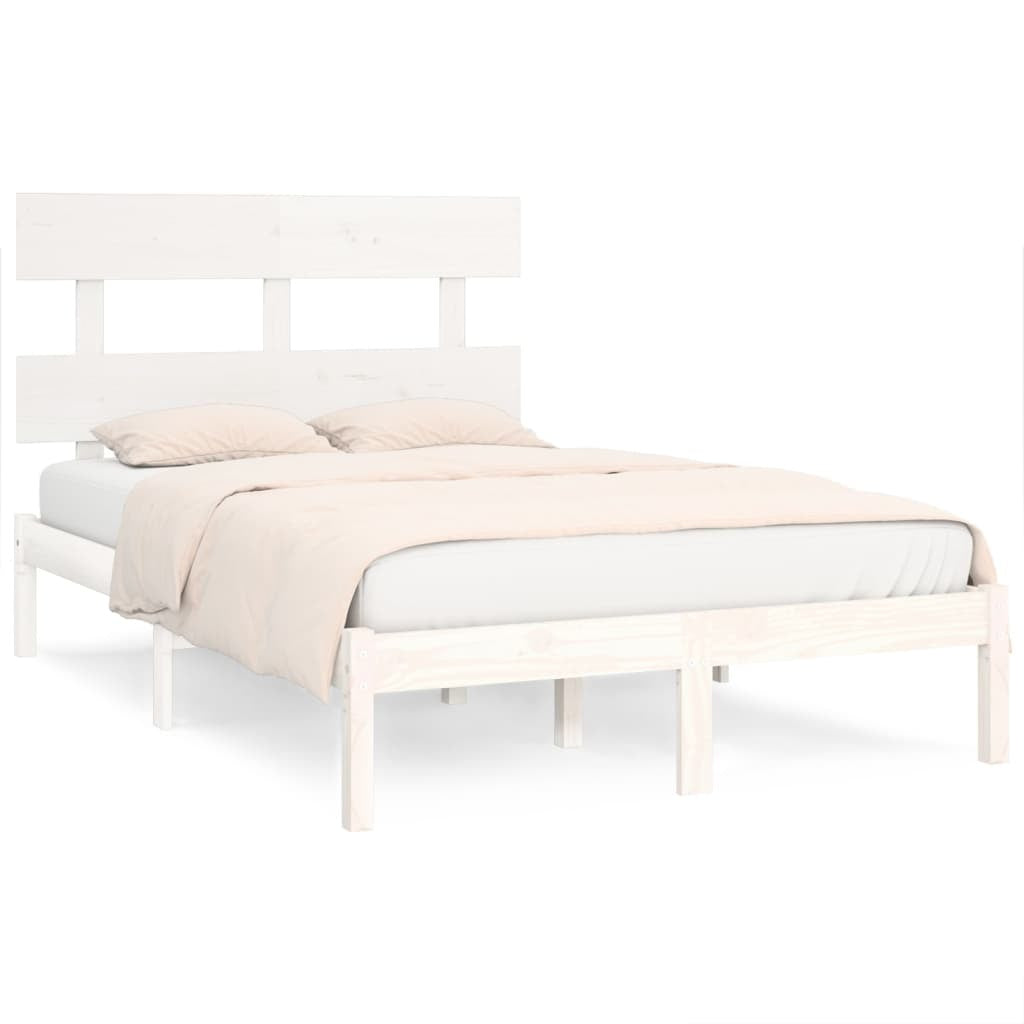 Bed Frame White Solid Wood 120x200 cm