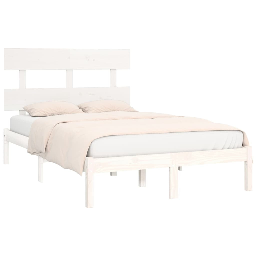Bed Frame White Solid Wood 120x200 cm