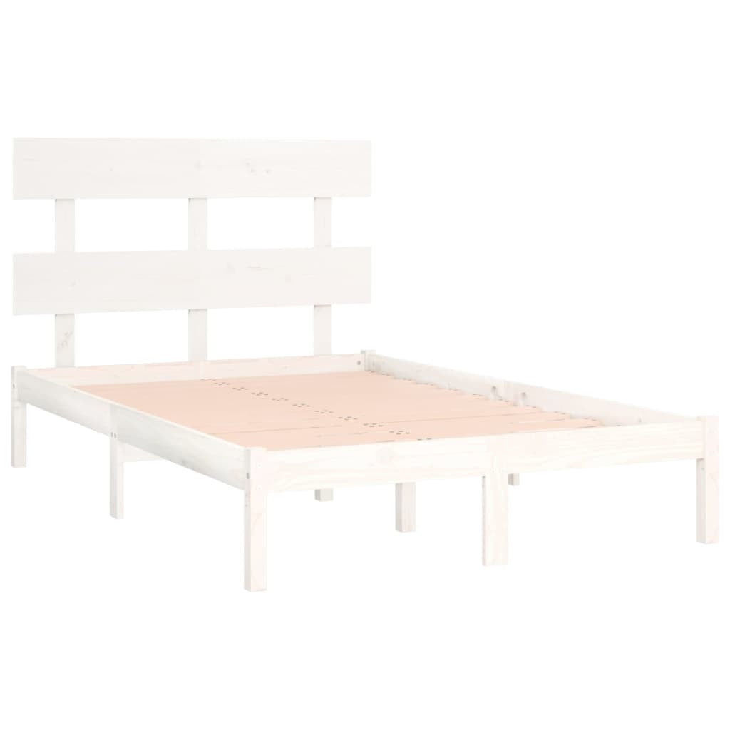 Bed Frame White Solid Wood 120x200 cm