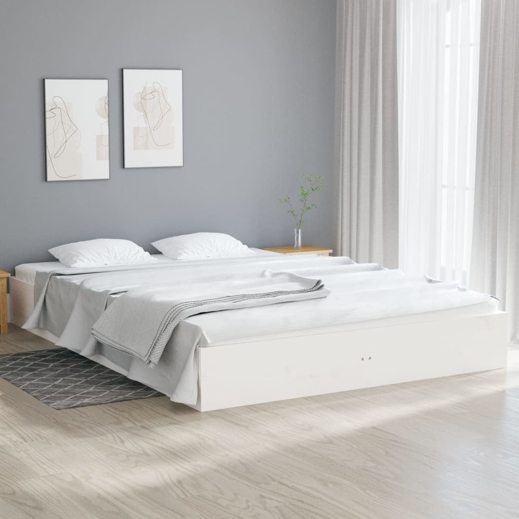 Bed Frame White Solid Wood 160x200 cm
