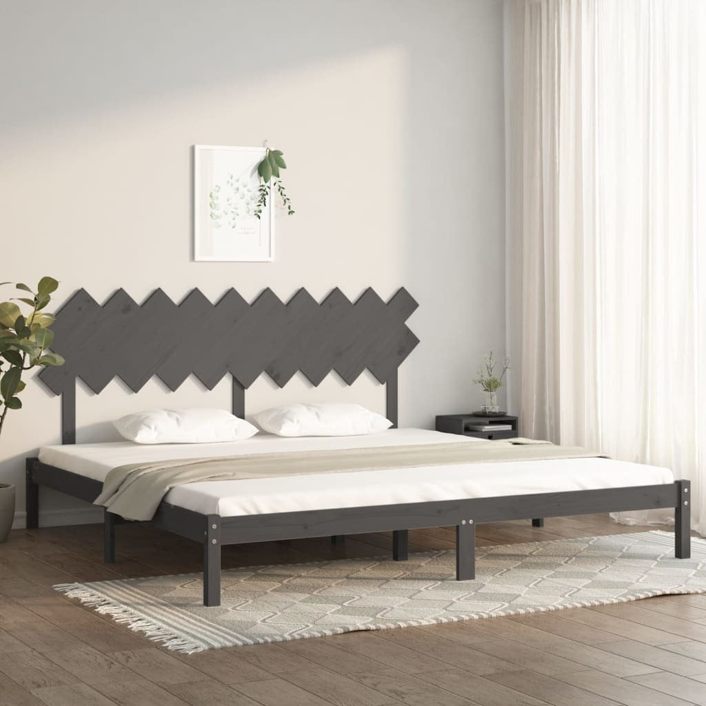Bed Frame Grey 200x200 cm Solid Wood