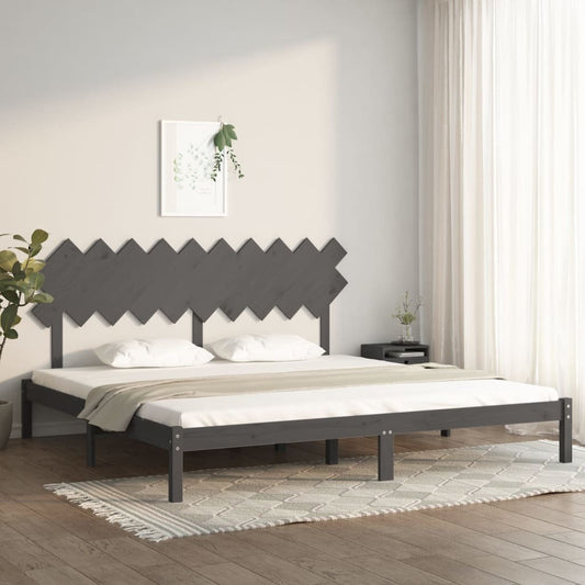 Bed Frame Grey 200x200 cm Solid Wood